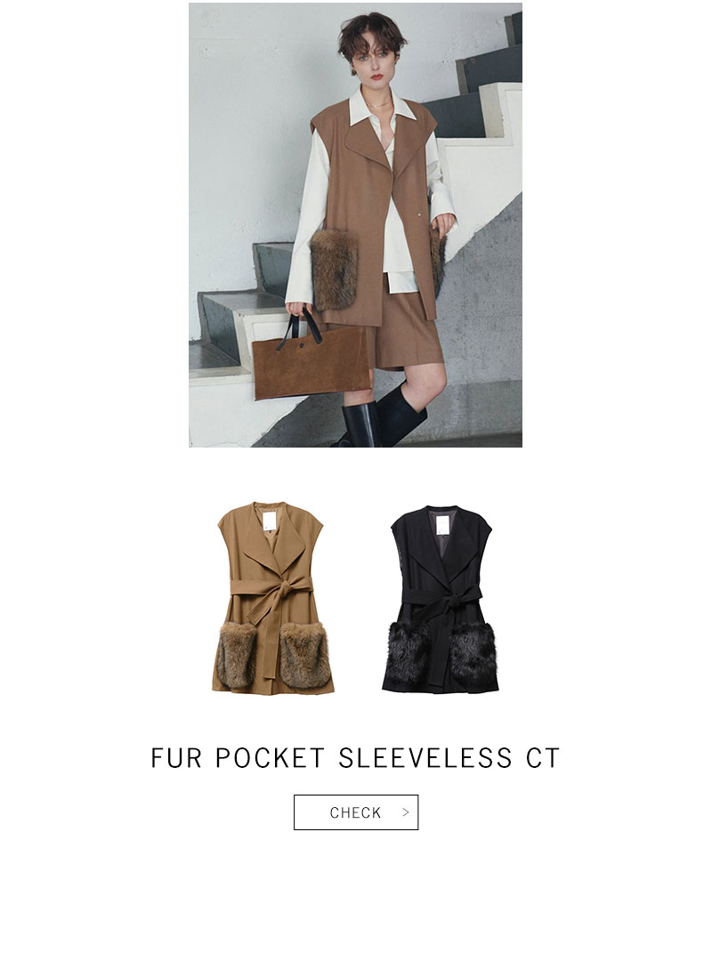 FUR POCKET SLEEVELESS CT